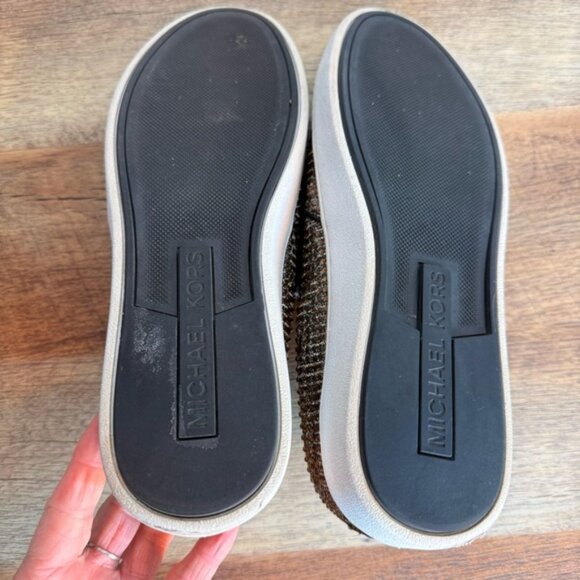 MICHAEL KORS Keaton MK Bedazzled Bronze Rhinestone Slip On Sneakers - Picture 12 of 15